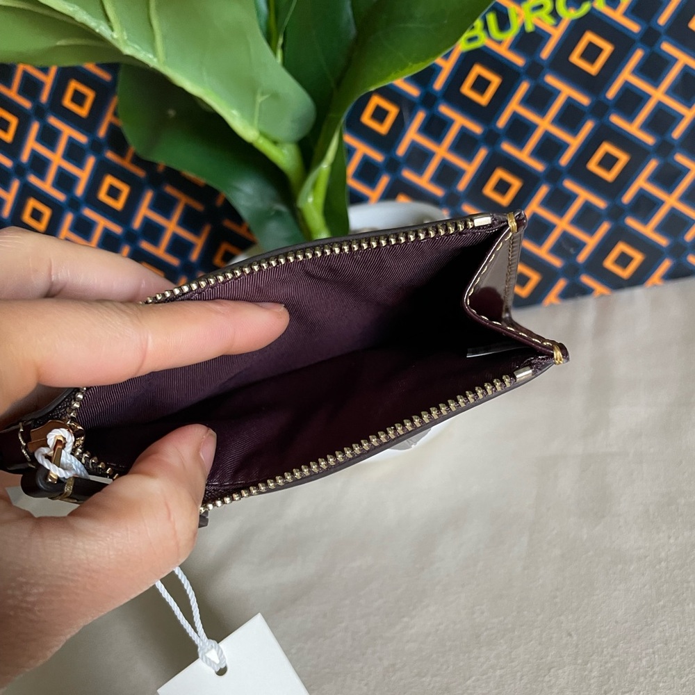 NWT , Tory Burch Britten smooth zip card case Card Holder tempranillo co… - Picture 5 of 10